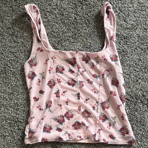 Floral Pink Square-Neck Tank Top